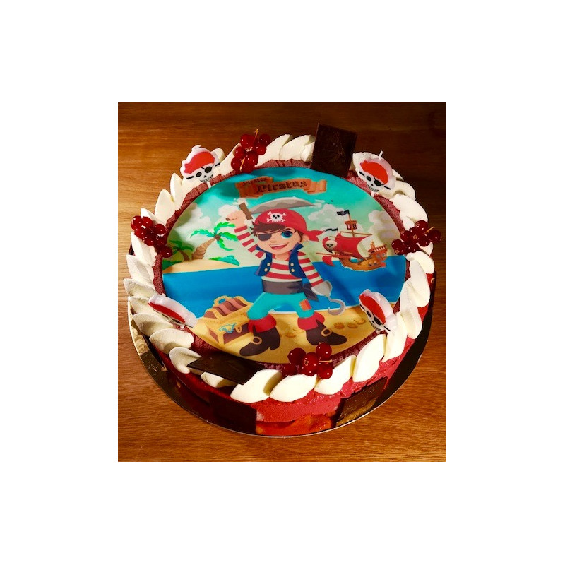 Entremet à thème avec impression alimentaire