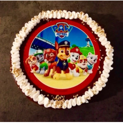 Entremet à thème avec impression alimentaire